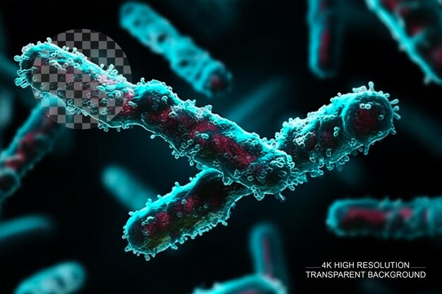 PSD ilustração 3d do cromossomo x em bactérias para ciência médica em fundo transparente