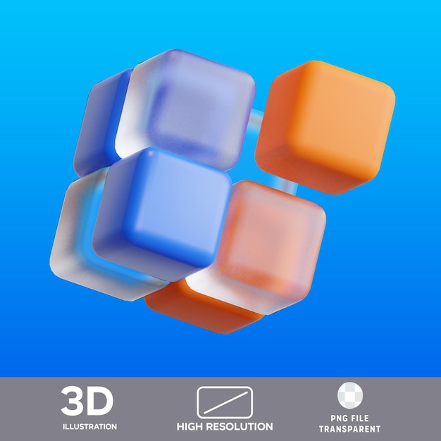 Ilustração 3D do cubo de Rubik em PSD