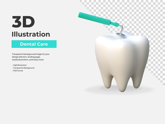 PSD ilustração 3d do cuidado dental do ícone da limpeza do dente