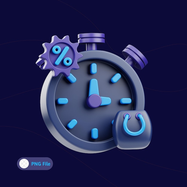 PSD ilustração 3d do cyber monday clock