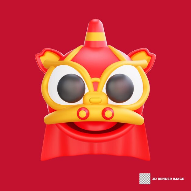 PSD ilustração 3d do desenho do ícone do ano novo chinês de barongsai