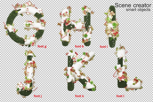 Ilustração 3d do dia de Natal da fonte em inglês