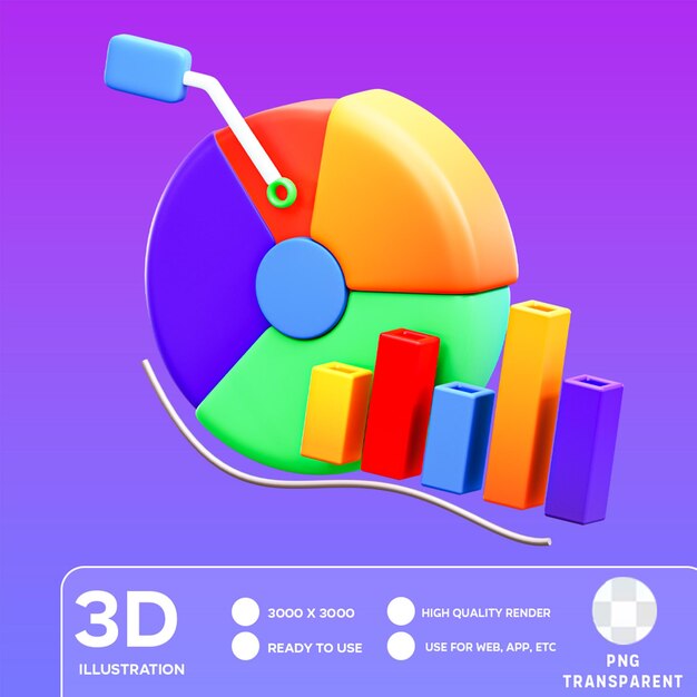 PSD ilustração 3d do diagrama de torta psd