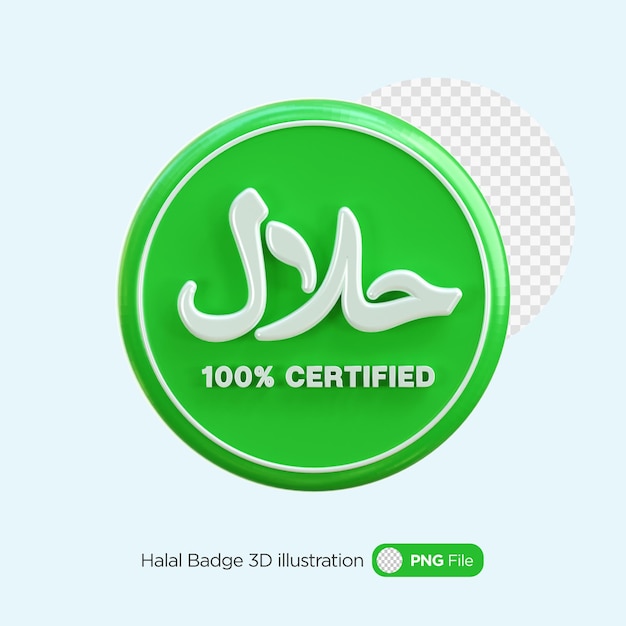 Ilustração 3D do distintivo Halal