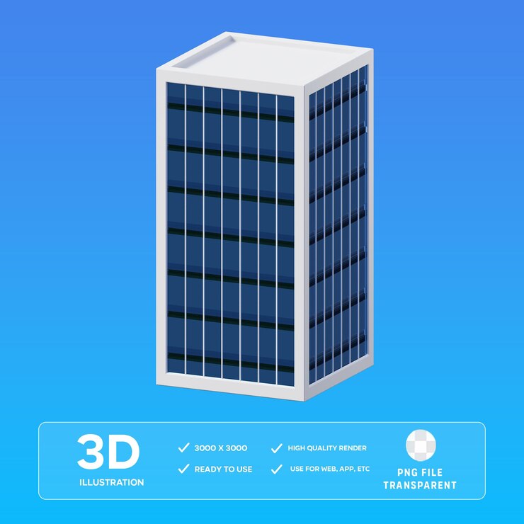 PSD ilustração 3d do edifício de escritórios da psd