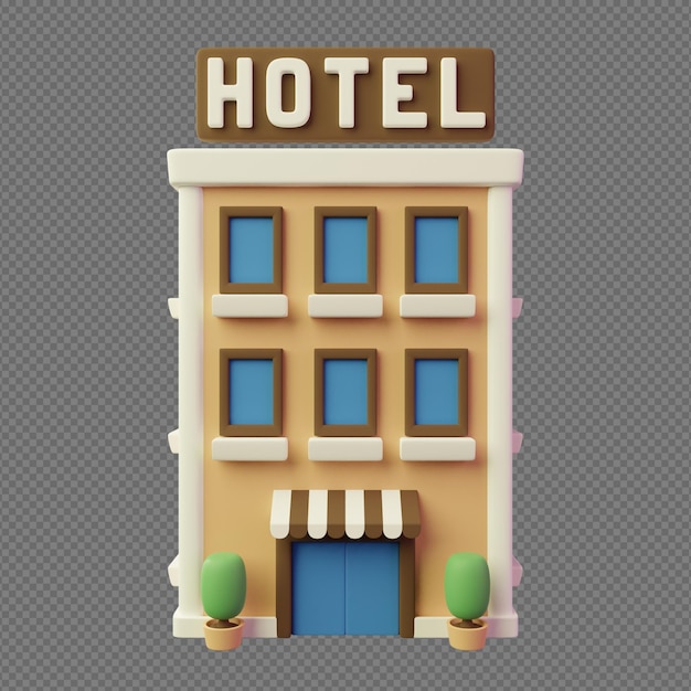 PSD ilustração 3d do edifício do hotel