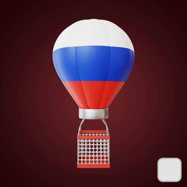 PSD ilustração 3d do elemento da bandeira da rússia do balão aéreo