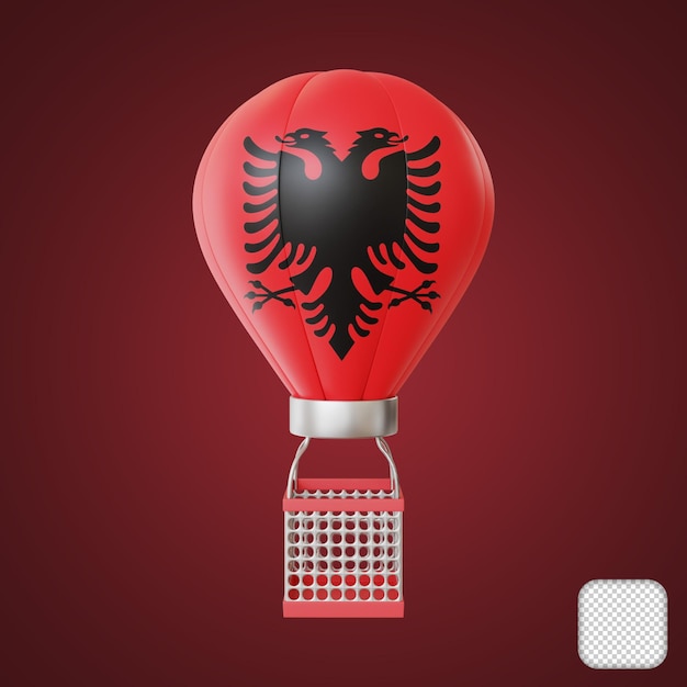 PSD ilustração 3d do elemento de bandeira do balão da albânia