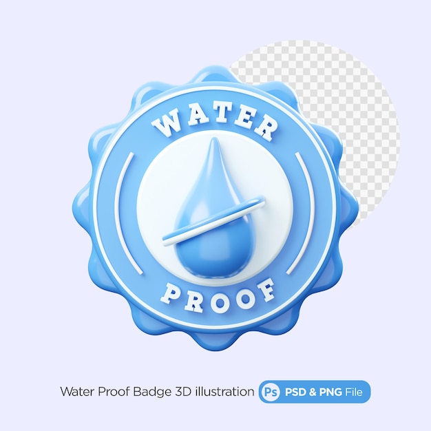 Ilustração 3D do emblema à prova de água