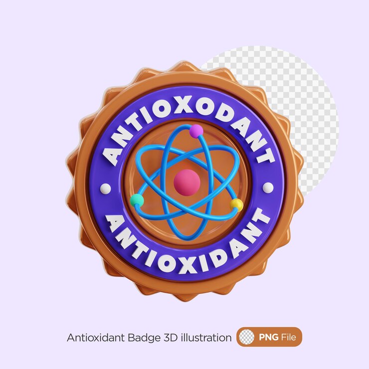 PSD ilustração 3d do emblema antioxidante