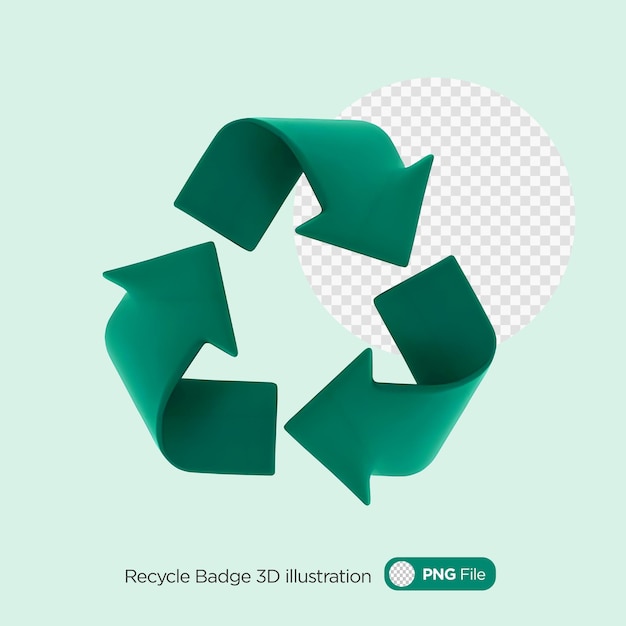 Ilustração 3D do emblema de reciclagem