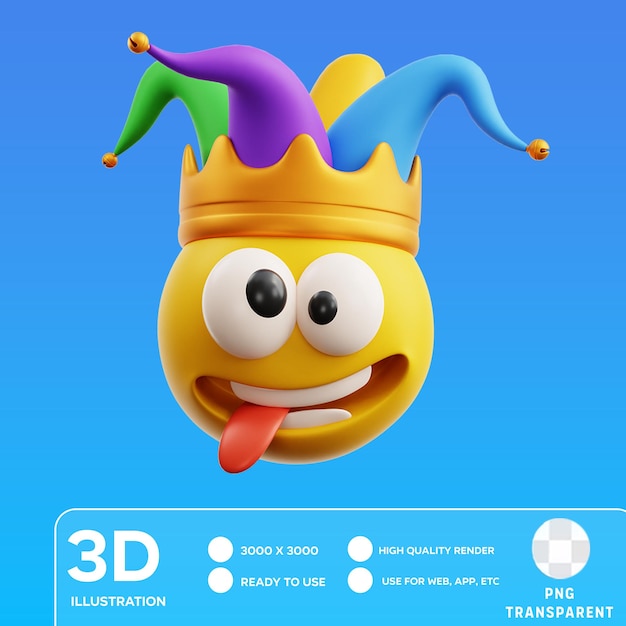 PSD ilustração 3d do emoji do palhaço psd