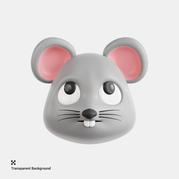 PSD ilustração 3d do emoji do rato pensante