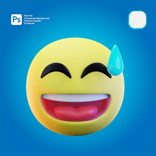 PSD ilustração 3d do emoji phew
