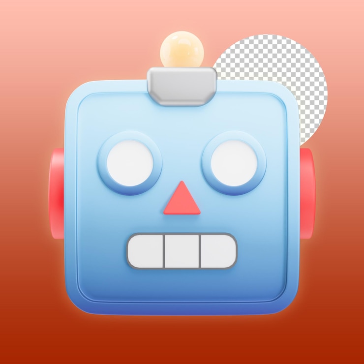 PSD ilustração 3d do emoticon do robô