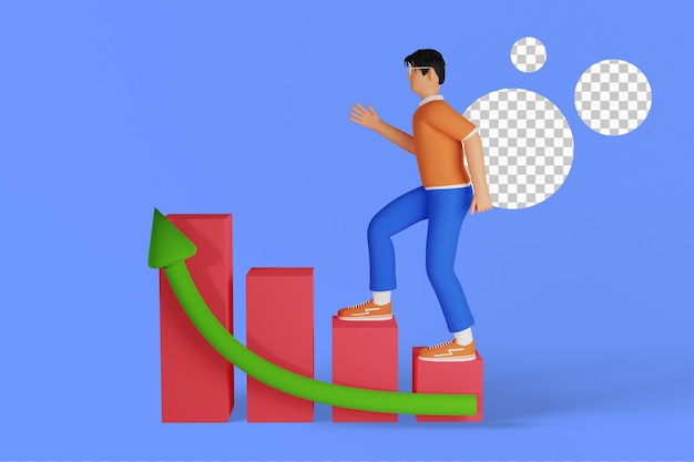 Ilustração 3D do empresário vai para o sucesso