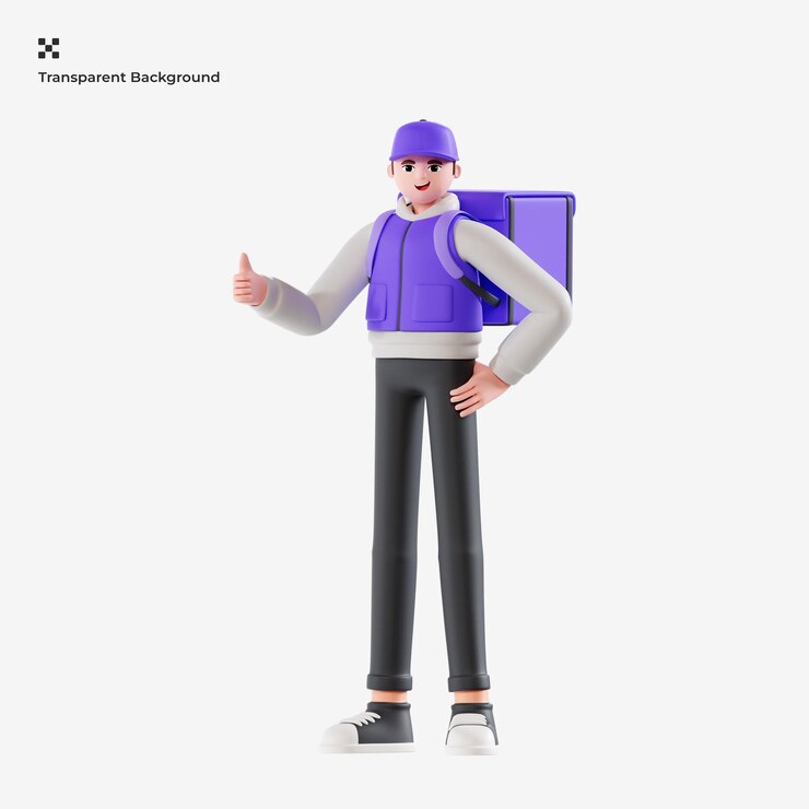PSD ilustração 3d do entregador