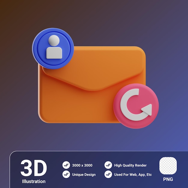 PSD ilustração 3d do envelope do objeto de recursos humanos