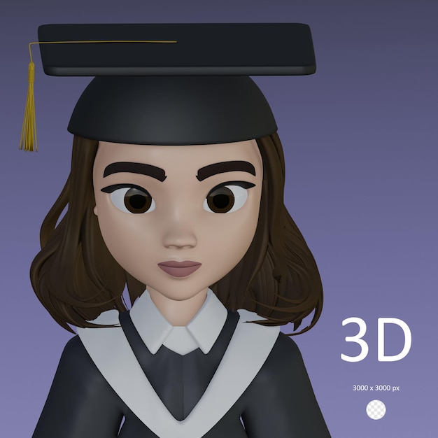 Ilustração 3d do estudante de pós-graduação psd