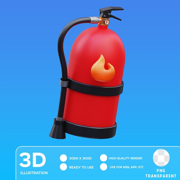 PSD ilustração 3d do extintor de incêndio psd