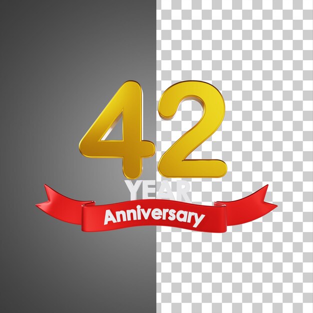 PSD ilustração 3d do feliz aniversário de 42 anos