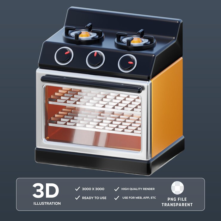 PSD ilustração 3d do fogão psd