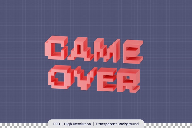 Ilustração 3d do game over text