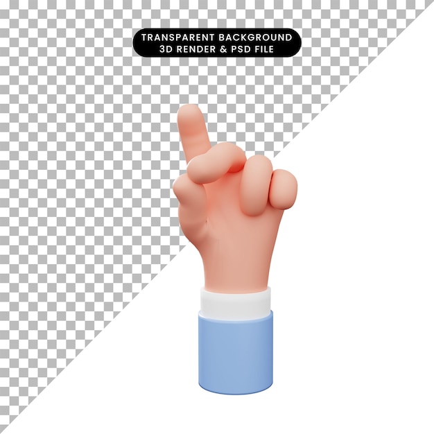 Ilustração 3D do gesto de clique com a mão