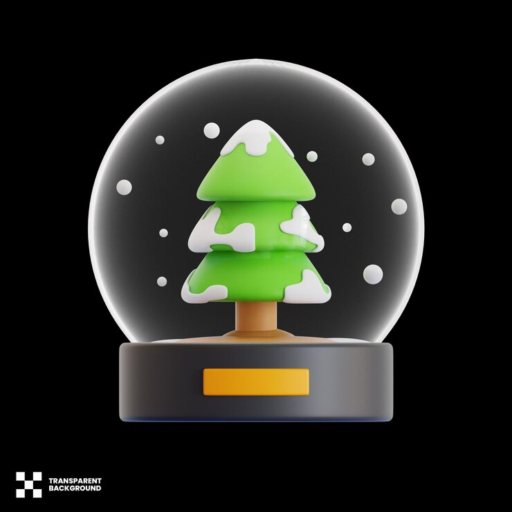 PSD ilustração 3d do globo de neve