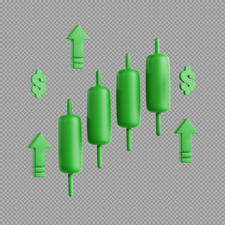 PSD ilustração 3d do gráfico de barras de candelabros