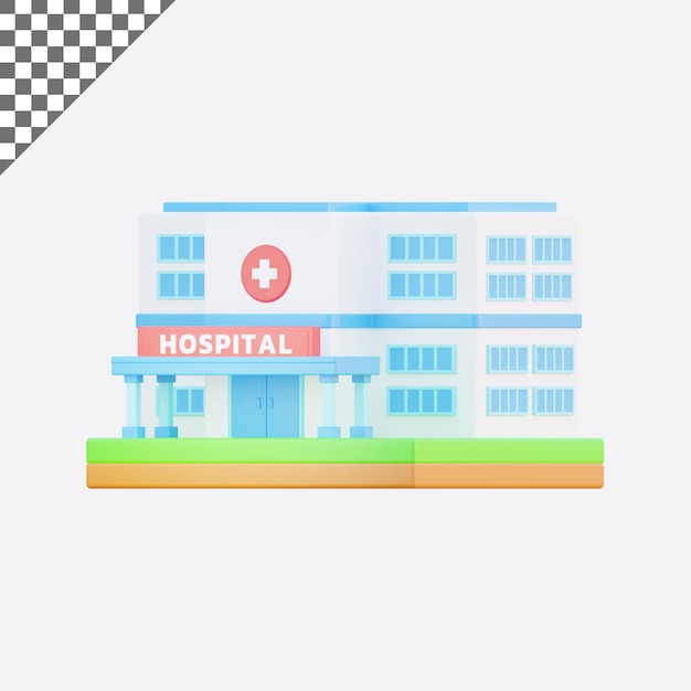 PSD ilustração 3d do hospital