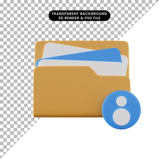 Ilustração 3D do ícone da pasta com o ícone do usuário