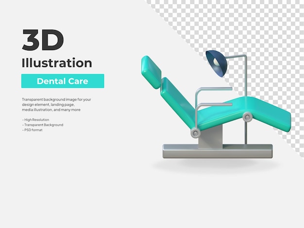 PSD ilustração 3d do ícone de cama de clínica odontológica