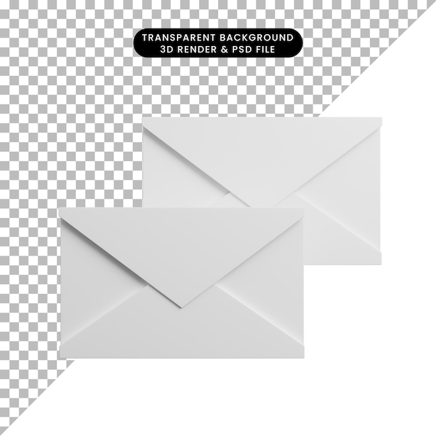 PSD ilustração 3d do ícone de envelope