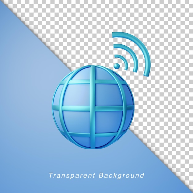 Ilustração 3D do ícone de internet emitindo sinal