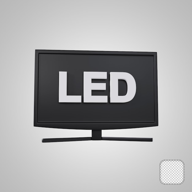 PSD ilustração 3d do ícone de led da smart tv