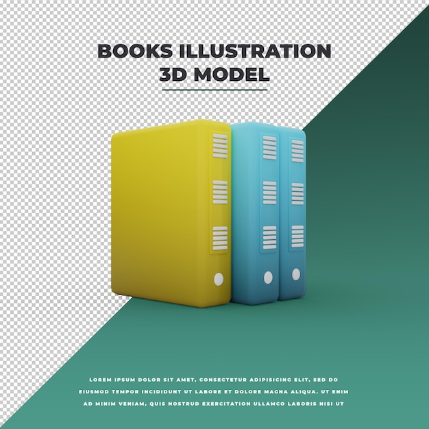 PSD ilustração 3d do ícone de livros 3d