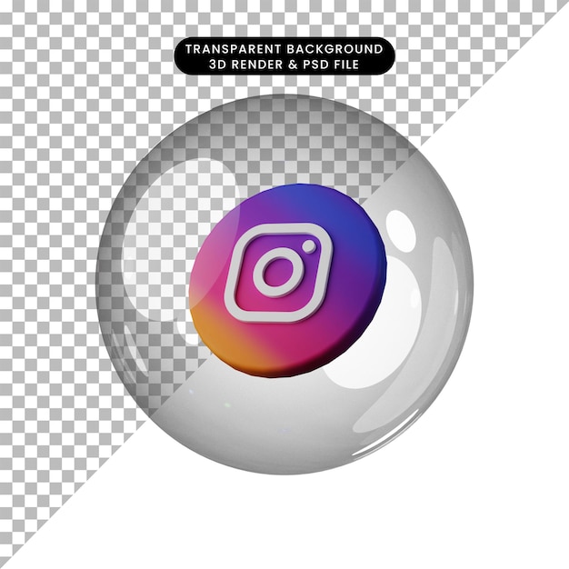 PSD ilustração 3d do ícone de mídia social instagram