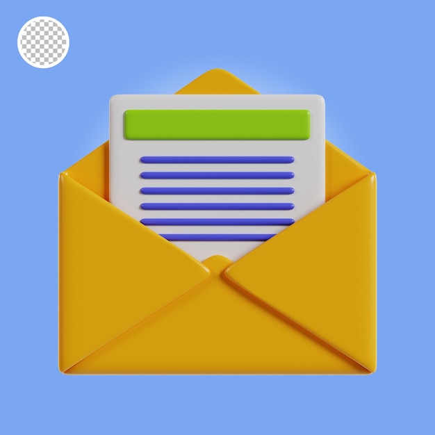 Ilustração 3d do ícone de negócios de e-mail
