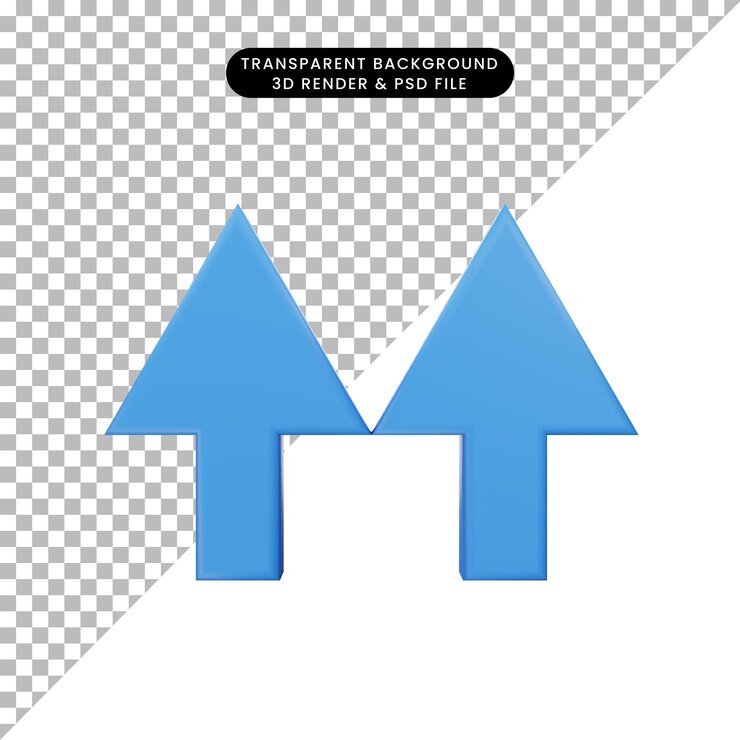 Ilustração 3d do ícone de remessa em estilo de renderização 3d seta para cima