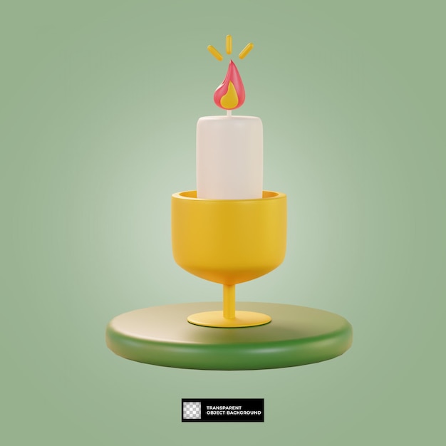PSD ilustração 3d do ícone de velas do ramadã isolado