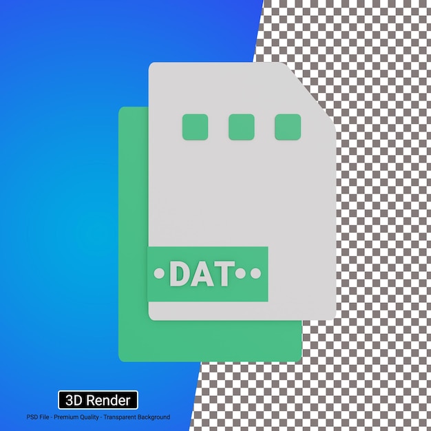 PSD ilustração 3d do ícone do arquivo no formato dat