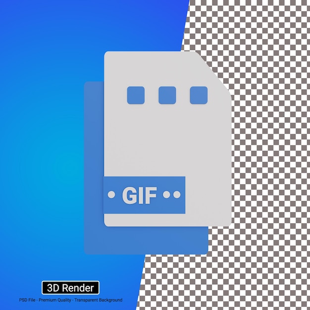 PSD ilustração 3d do ícone do arquivo no formato gif