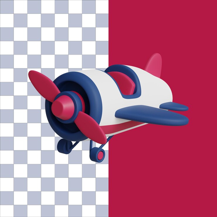 PSD ilustração 3d do ícone do avião do dia da independência