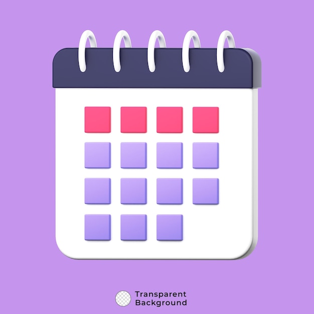Ilustração 3d do ícone do calendário PSD