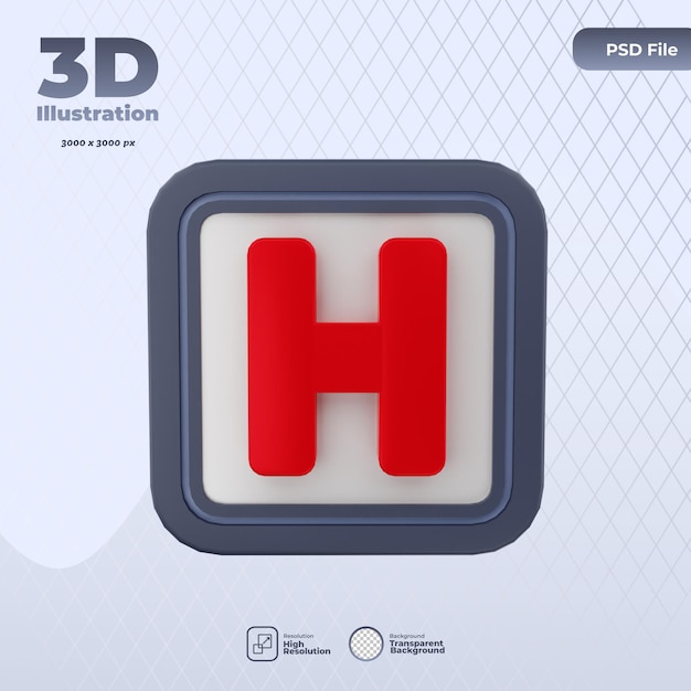 PSD ilustração 3d do ícone do hospital