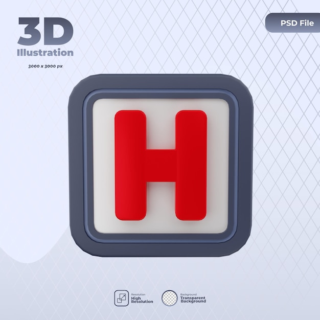 Ilustração 3d do ícone do hospital