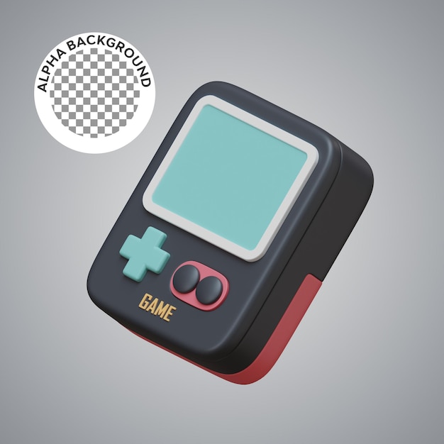 Ilustração 3d do ícone do jogo do gameboy