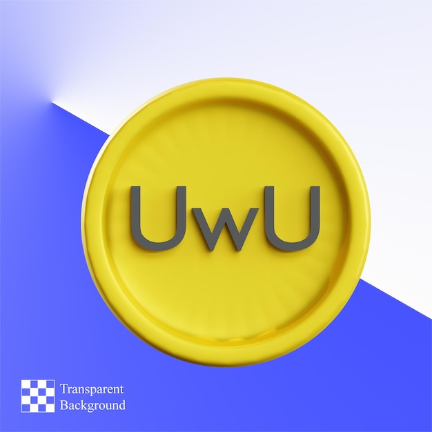 Ilustração 3d do ícone do logotipo uwu
