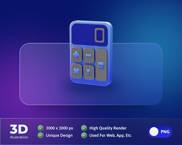 PSD ilustração 3d do ícone eletrônico do dispositivo da calculadora